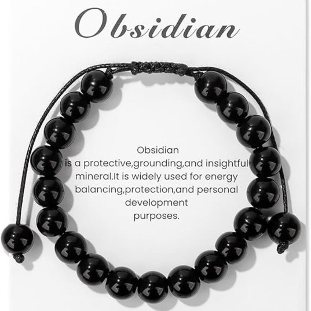 Healing Crystal Bracelet 8mm Natural Stone Crystal Beaded Adjustable Handmade